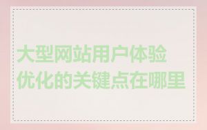 大型网站用户体验优化的关键点在哪里