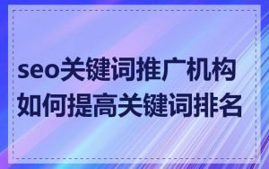 seo关键词推广机构如何提高关键词排名