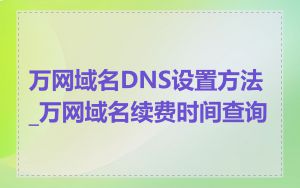 万网域名DNS设置方法_万网域名续费时间查询