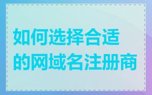 如何选择合适的网域名注册商