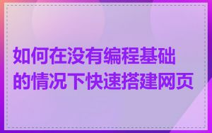 如何在没有编程基础的情况下快速搭建网页