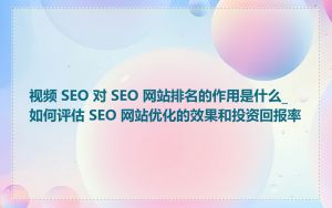 视频 SEO 对 SEO 网站排名的作用是什么_如何评估 SEO 网站优化的效果和投资回报率