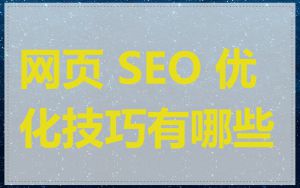 网页 SEO 优化技巧有哪些