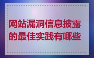 网站漏洞信息披露的最佳实践有哪些