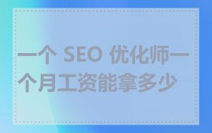 一个 SEO 优化师一个月工资能拿多少