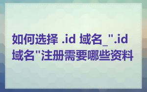 如何选择 .id 域名_".id域名"注册需要哪些资料