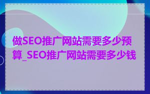 做SEO推广网站需要多少预算_SEO推广网站需要多少钱
