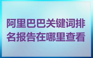 阿里巴巴关键词排名报告在哪里查看