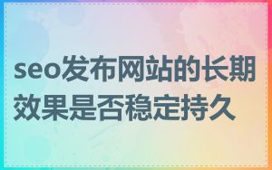 seo发布网站的长期效果是否稳定持久