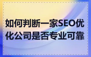 如何判断一家SEO优化公司是否专业可靠
