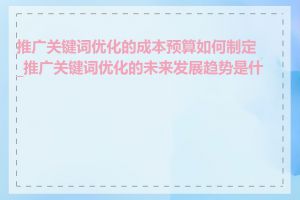 推广关键词优化的成本预算如何制定_推广关键词优化的未来发展趋势是什么