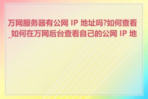 万网服务器有公网 IP 地址吗?如何查看_如何在万网后台查看自己的公网 IP 地址