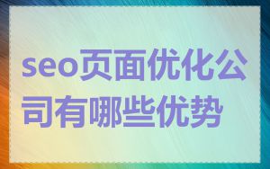 seo页面优化公司有哪些优势