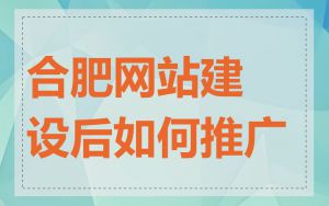 合肥网站建设后如何推广