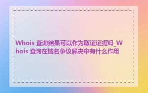 Whois 查询结果可以作为取证证据吗_Whois 查询在域名争议解决中有什么作用