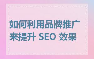 如何利用品牌推广来提升 SEO 效果