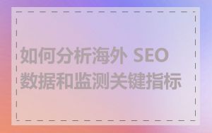 如何分析海外 SEO 数据和监测关键指标