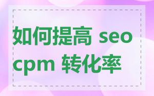 如何提高 seocpm 转化率