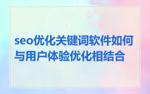 seo优化关键词软件如何与用户体验优化相结合