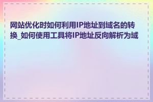 网站优化时如何利用IP地址到域名的转换_如何使用工具将IP地址反向解析为域名