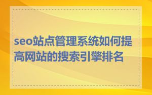 seo站点管理系统如何提高网站的搜索引擎排名