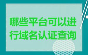哪些平台可以进行域名认证查询