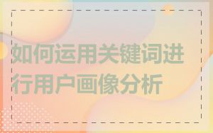 如何运用关键词进行用户画像分析