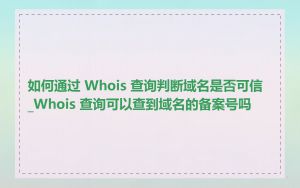 如何通过 Whois 查询判断域名是否可信_Whois 查询可以查到域名的备案号吗