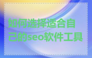 如何选择适合自己的seo软件工具