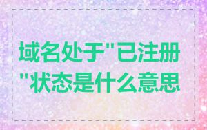域名处于"已注册"状态是什么意思