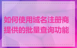 如何使用域名注册商提供的批量查询功能