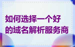 如何选择一个好的域名解析服务商