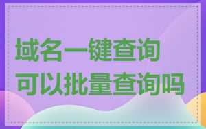 域名一键查询可以批量查询吗