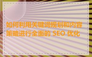 如何利用关键词规划和内容策略进行全面的 SEO 优化