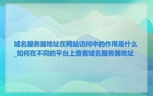 域名服务器地址在网站访问中的作用是什么_如何在不同的平台上查看域名服务器地址