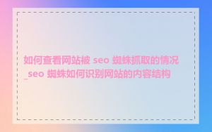 如何查看网站被 seo 蜘蛛抓取的情况_seo 蜘蛛如何识别网站的内容结构