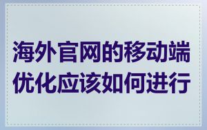 海外官网的移动端优化应该如何进行