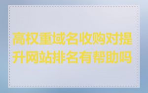 高权重域名收购对提升网站排名有帮助吗