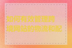 如何有效管理跨境网站的物流和配送