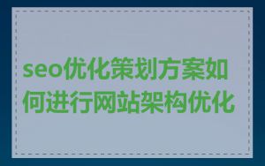 seo优化策划方案如何进行网站架构优化
