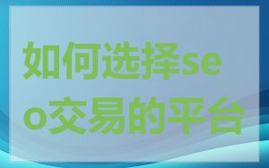 如何选择seo交易的平台