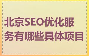 北京SEO优化服务有哪些具体项目