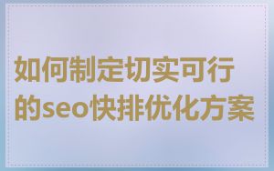 如何制定切实可行的seo快排优化方案