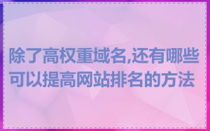 除了高权重域名,还有哪些可以提高网站排名的方法