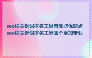 seo刷关键词排名工具有哪些优缺点_seo刷关键词排名工具哪个更加专业