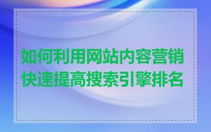 如何利用网站内容营销快速提高搜索引擎排名