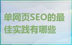 单网页SEO的最佳实践有哪些