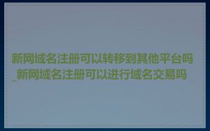 新网域名注册可以转移到其他平台吗_新网域名注册可以进行域名交易吗
