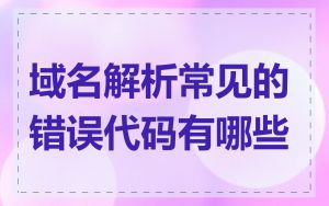 域名解析常见的错误代码有哪些