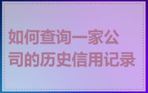 如何查询一家公司的历史信用记录